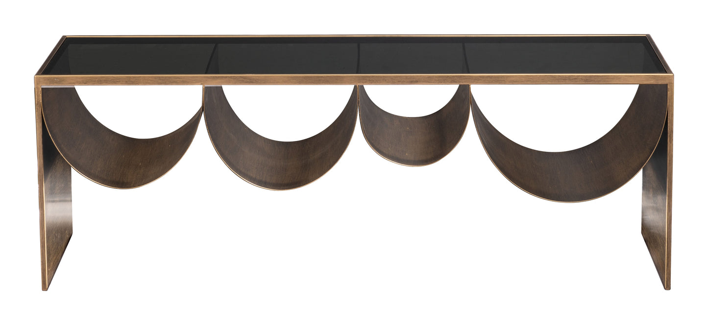 Reed Glass and Black Steel Rectangular Coffee Table