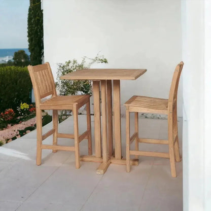 Oasis 3-Piece Square Bar Height Teak Outdoor Dining Set -- view 2