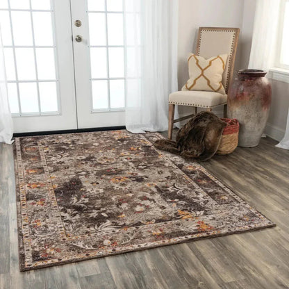 Cute Floral Brown/ Beige Large Area Rugs -- beige