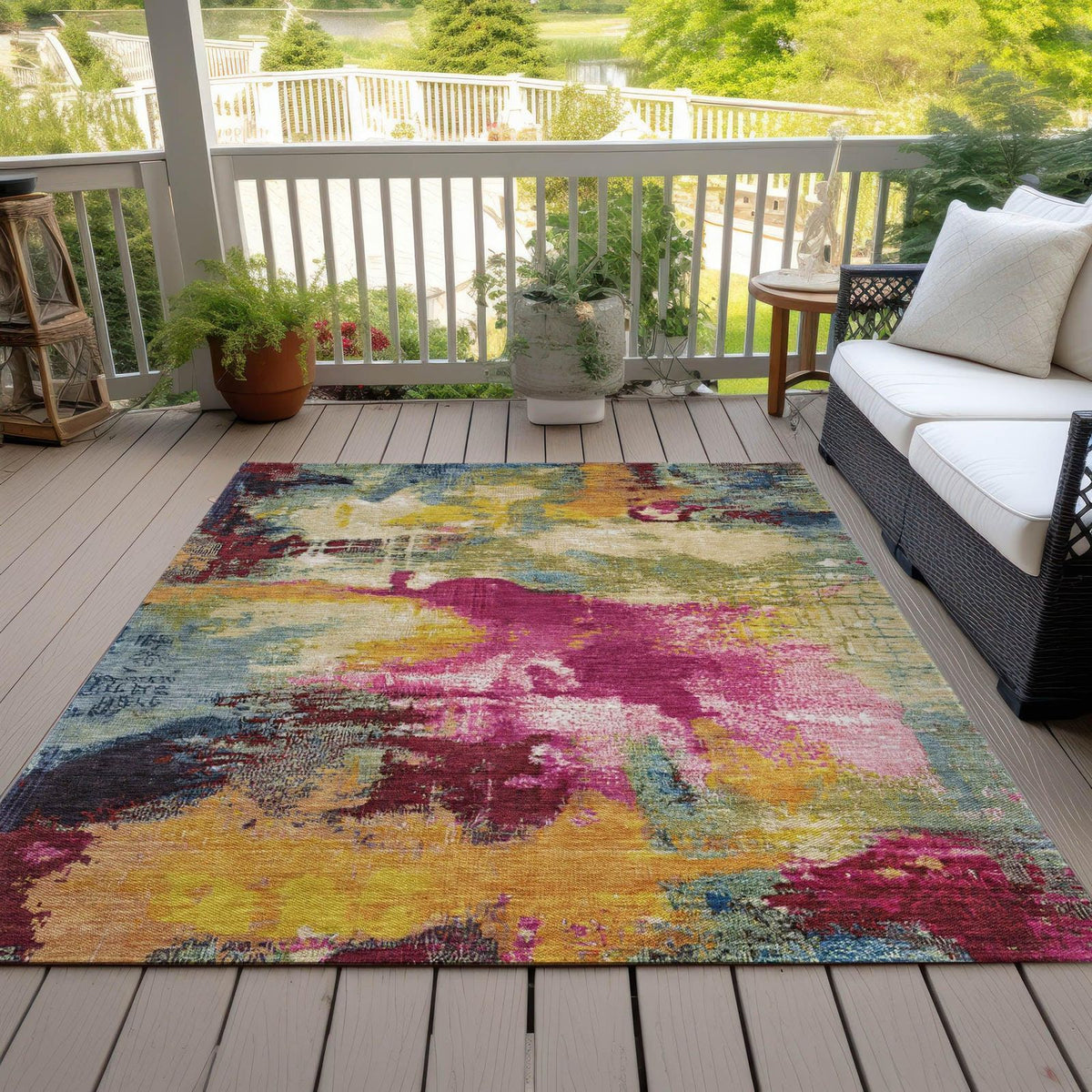 Iriara Red Washable Indoor-Outdoor Rug