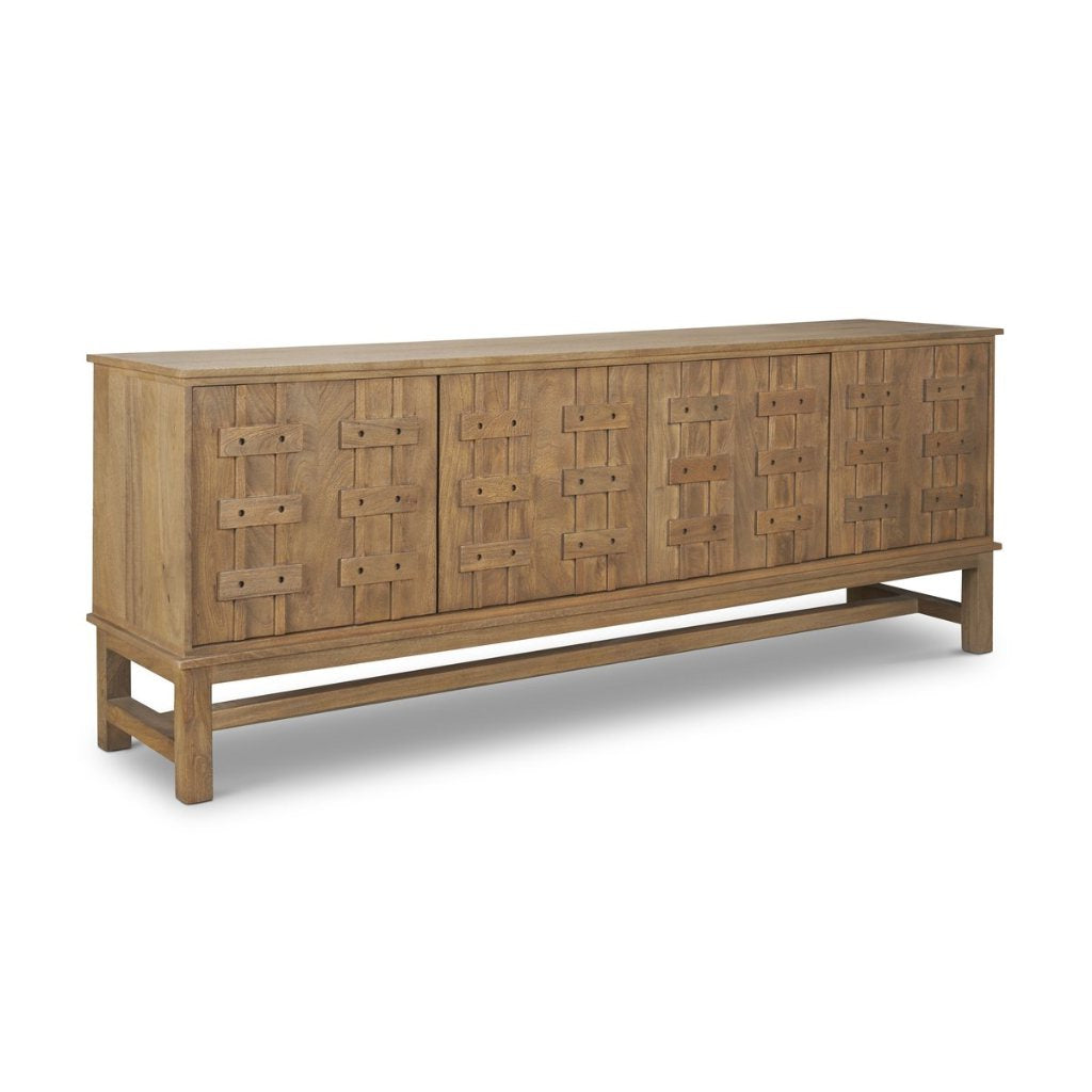 Truss 82"W Cool Dark Brown Solid Wood 4-Door Closed Sideboar