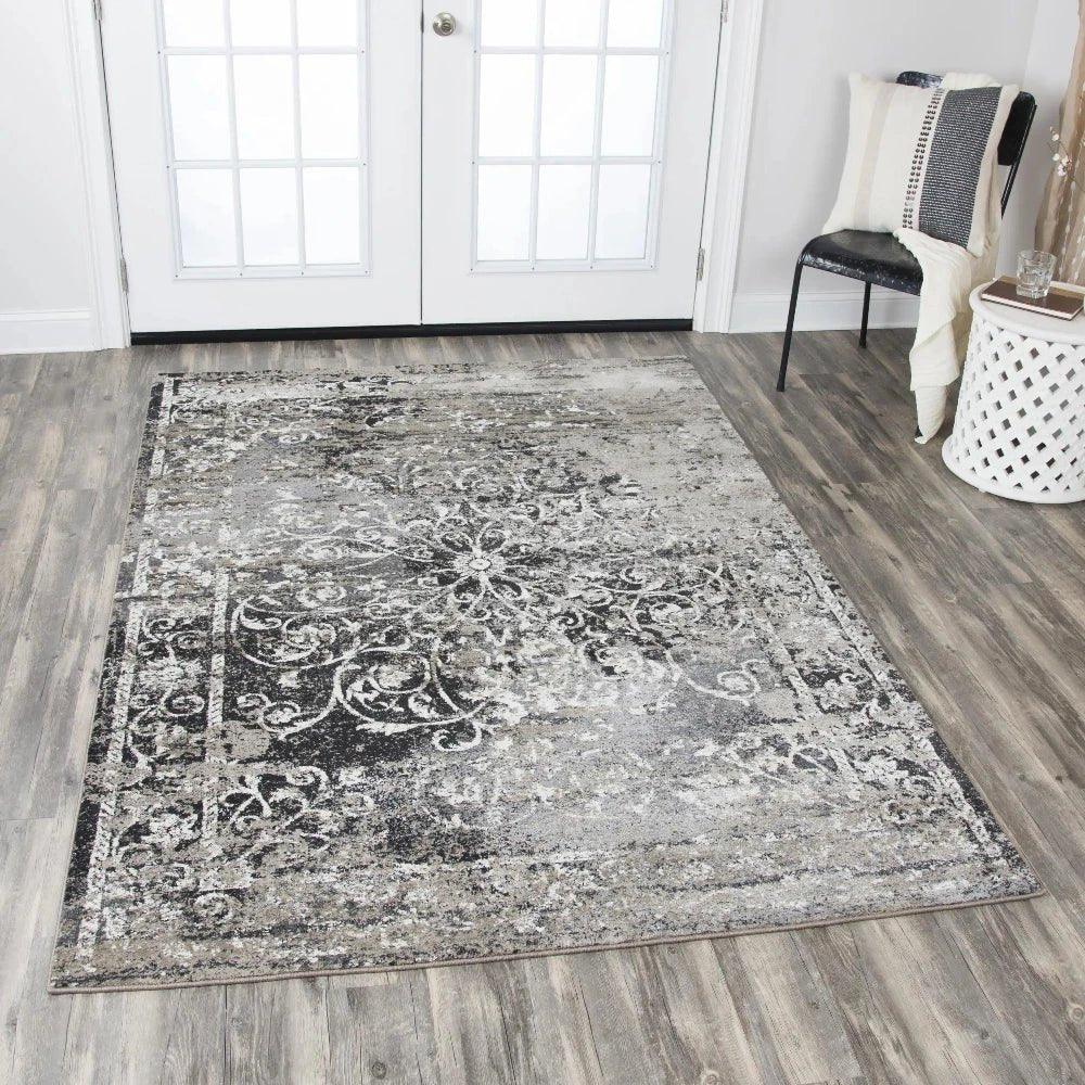 Dado Central Medallion Brown Kitchen Hallway Runner Rug -- brown