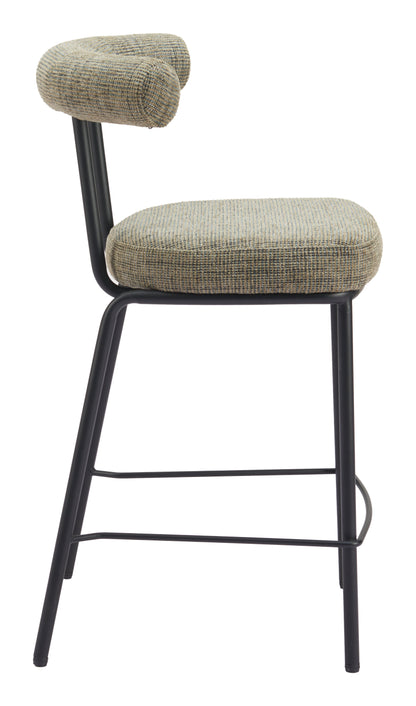 Kede Steel Green Tweed Counter Stool