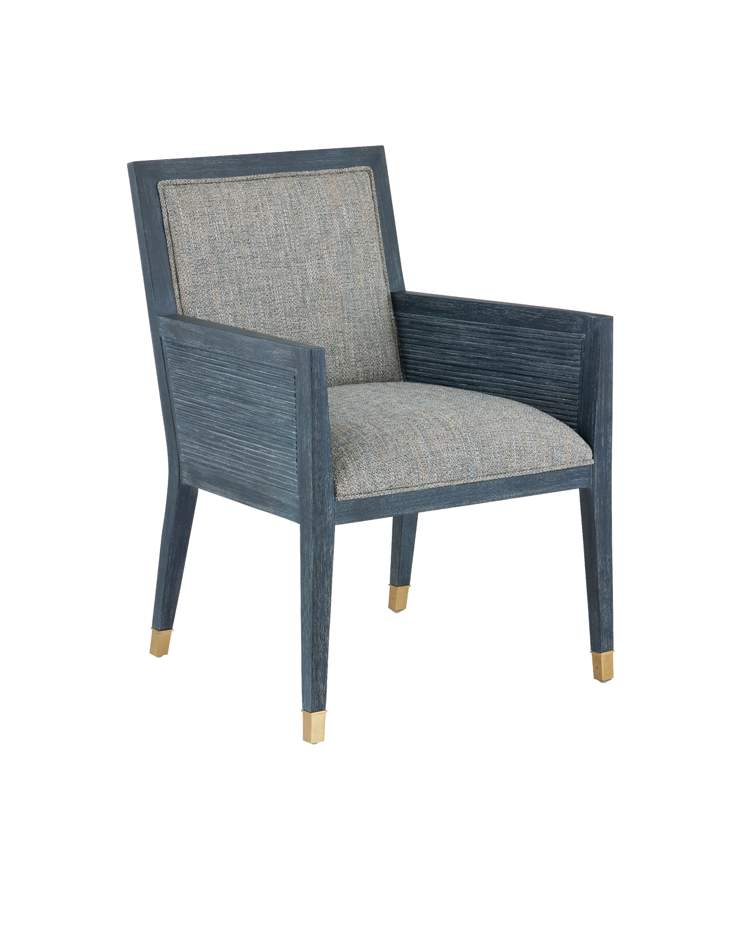 Santos Mahogany and Rattan Vintage Navy Blue Armchair