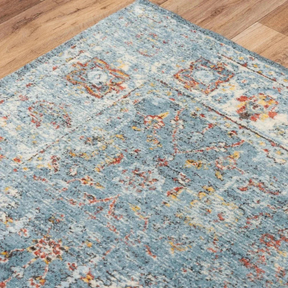 Deri Floral Blue/ Beige Large Area Rugs For Living Room -- beige