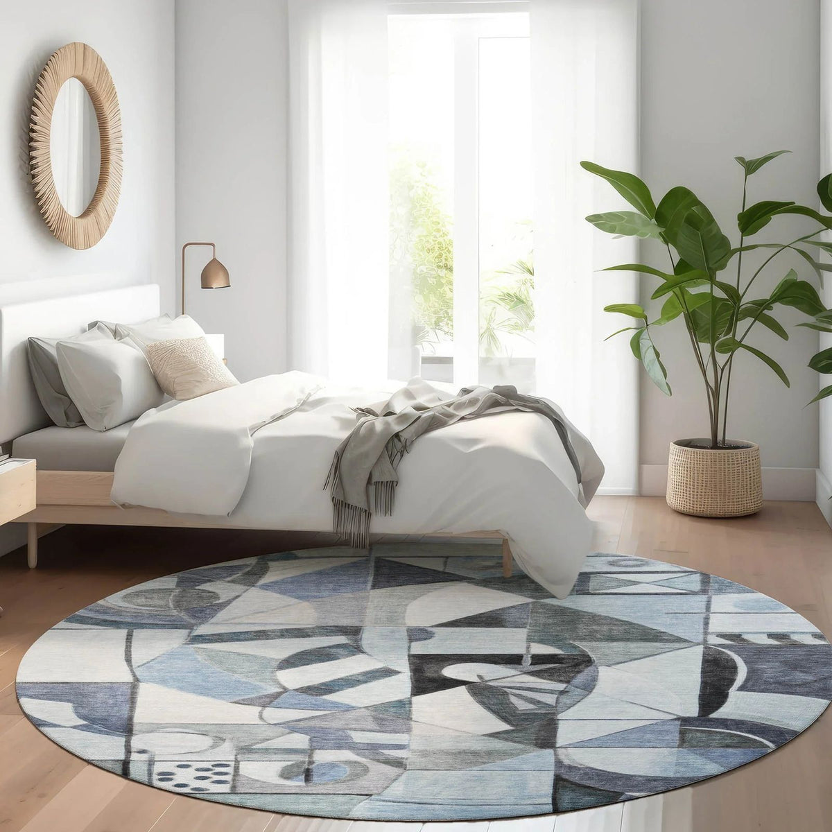 Jaelius Blue Washable Indoor-Outdoor Rug