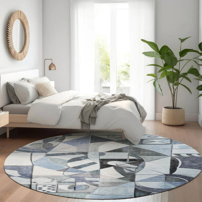 Jaelius Blue Washable Indoor-Outdoor Rug