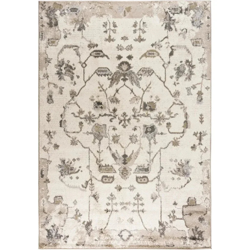 Cony Floral Beige Kitchen Hallway Runner Rug