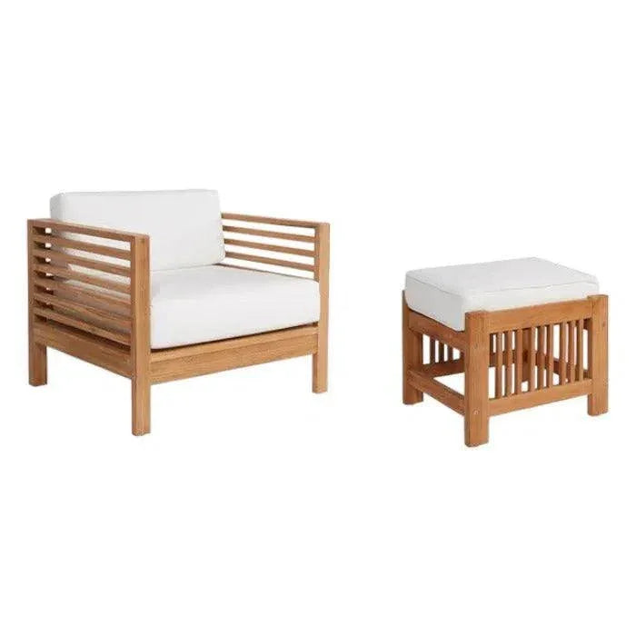 Soleil 2PC Teak Outdoor Lounge Set Sunbrella Cushion -- view 4