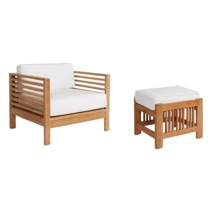 Soleil 2PC Teak Outdoor Lounge Set Sunbrella Cushion -- view 4