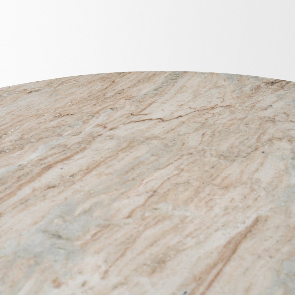 Ravello 42" Round Pink Marble Swirl Pedestal Dining Table -- Beige