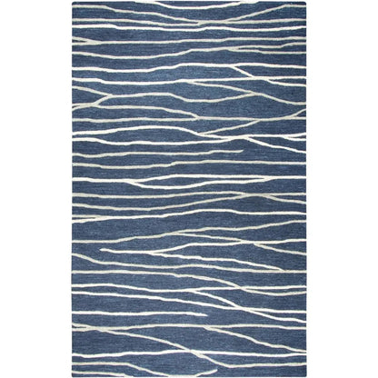 Bore Lines Navy Large Area Rugs For Living Room
