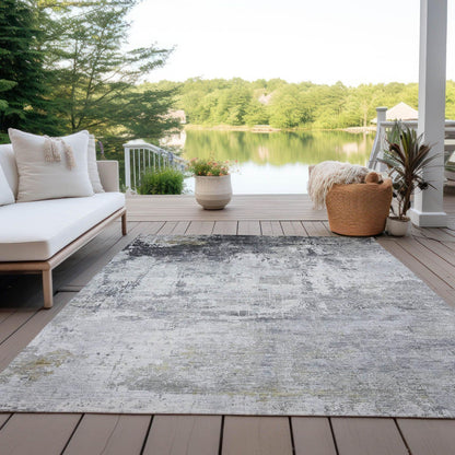 Kaelira Gray Washable Indoor-Outdoor Rug