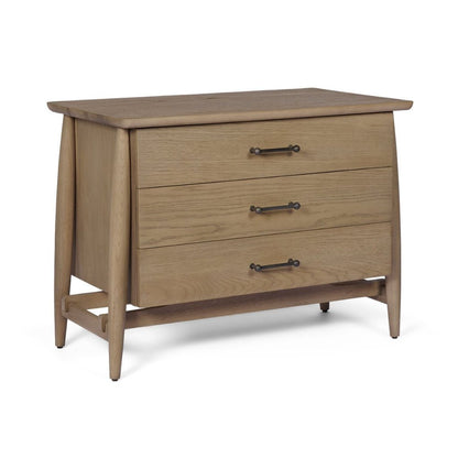 Hollis 35"W Gray-Brown Wood 3-Drawer Closed Nightstand