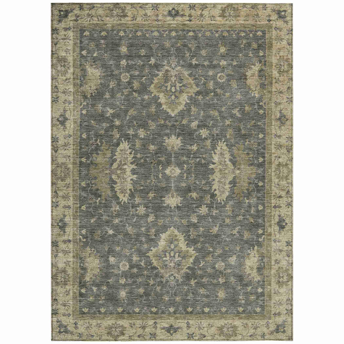 Iriaris Gray Washable Indoor-Outdoor Rug