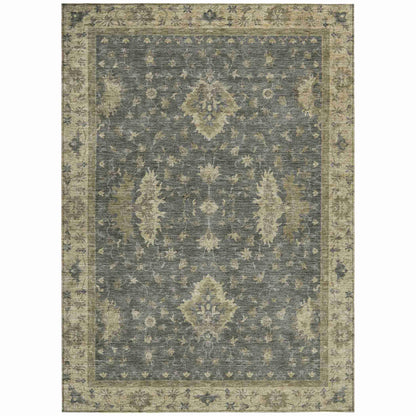 Iriaris Gray Washable Indoor-Outdoor Rug