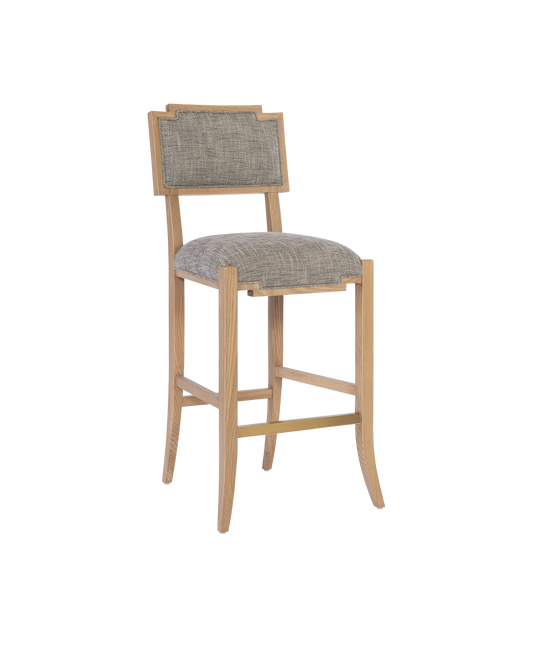 Melanie Blonde Wood and Brass Brown Bar Stool