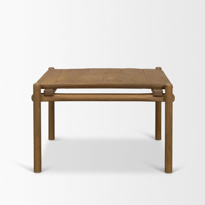 Riven 28" Square Oak Wood Side Table -- Brown