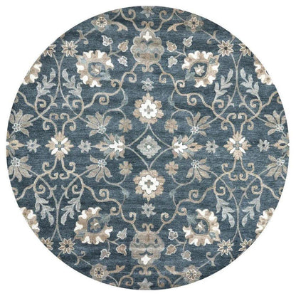 Copa Blue Round Area Rugs For Dining Room - LOOMLAN - LOOMLAN - Area Rugs