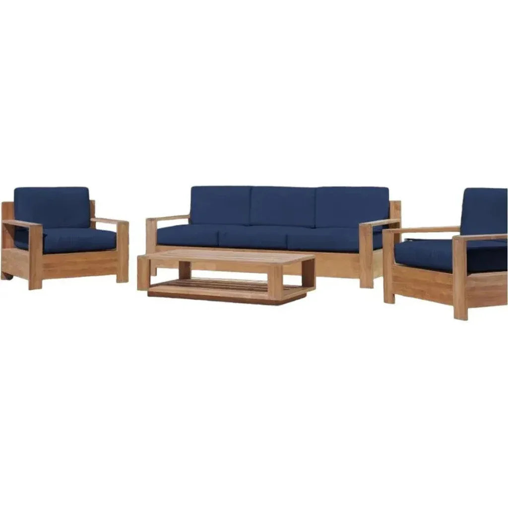 Qube 4PC Teak Outdoor Patio Deep Set Sunbrella Cushion -- view 2