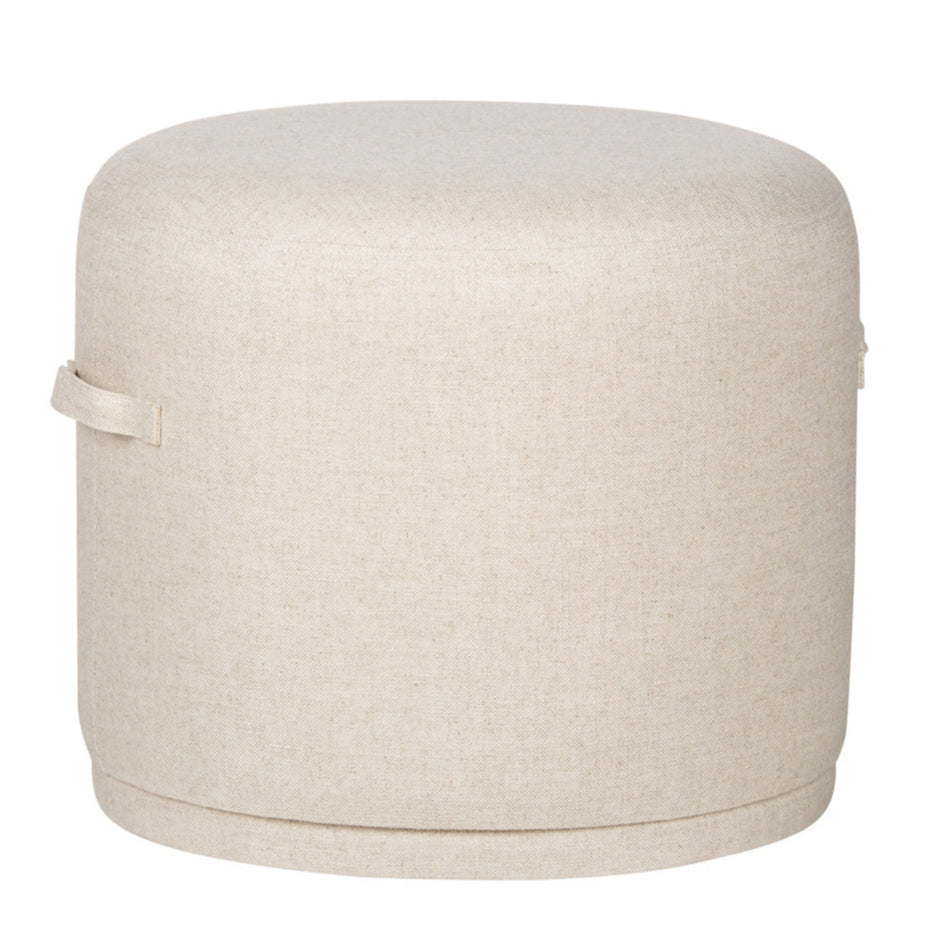 Ellery Cream Fabric Round Ottoman