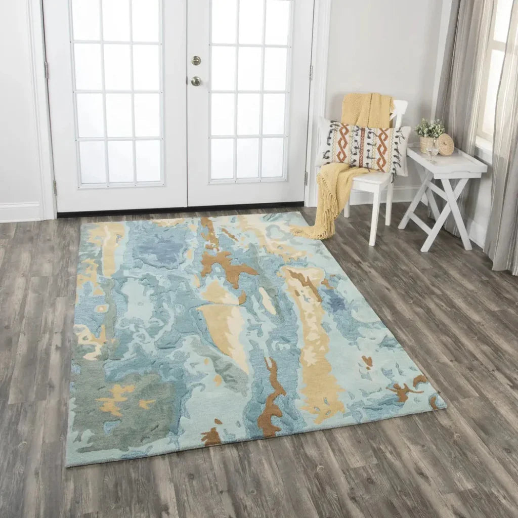 Bohr Abstract Blue Large Area Rugs For Living Room -- blue