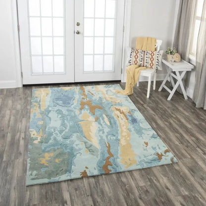 Bohr Abstract Blue Large Area Rugs For Living Room -- blue