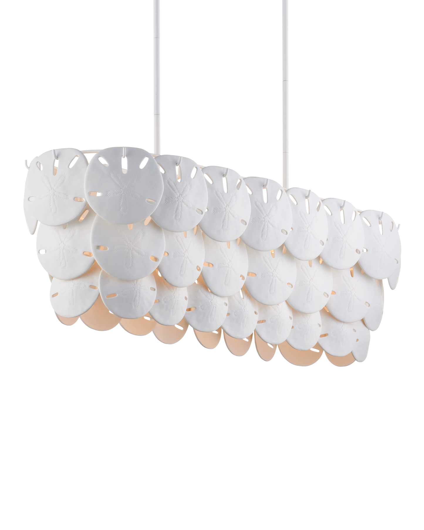 Tulum Oval Iron and Bone China White Chandelier