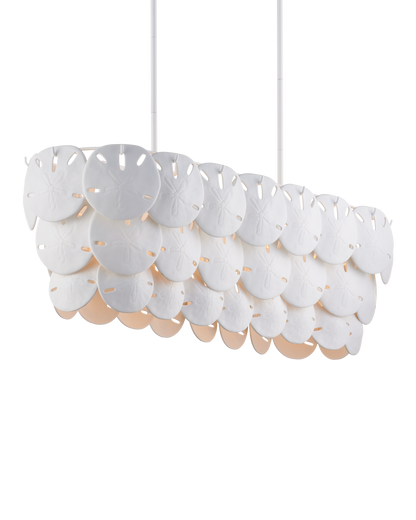 Tulum Oval Iron and Bone China White Chandelier