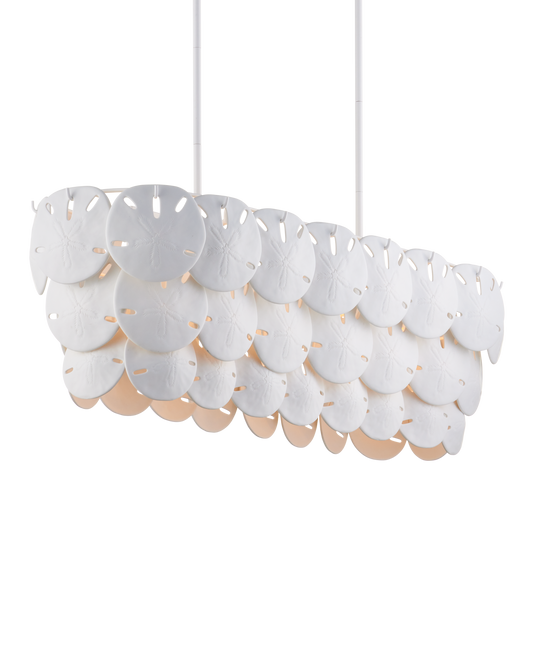 Tulum Oval Iron and Bone China White Chandelier