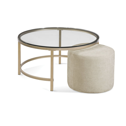 Anderson Steel and Glass Gold Round Cocktail Table