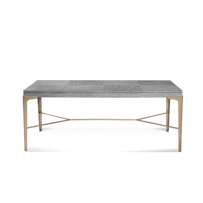 Nylah Steel and Wood Grey Rectangular Dining Table