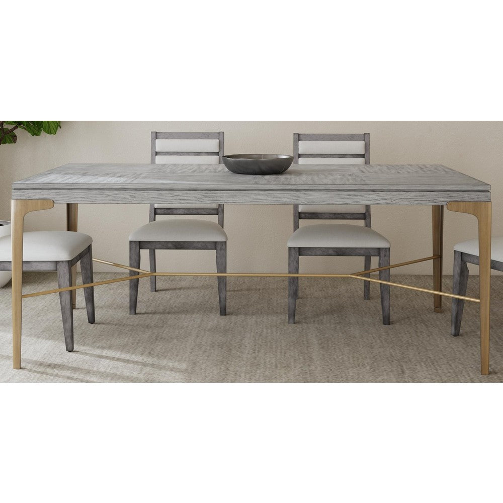 Nylah Steel and Wood Grey Rectangular Dining Table