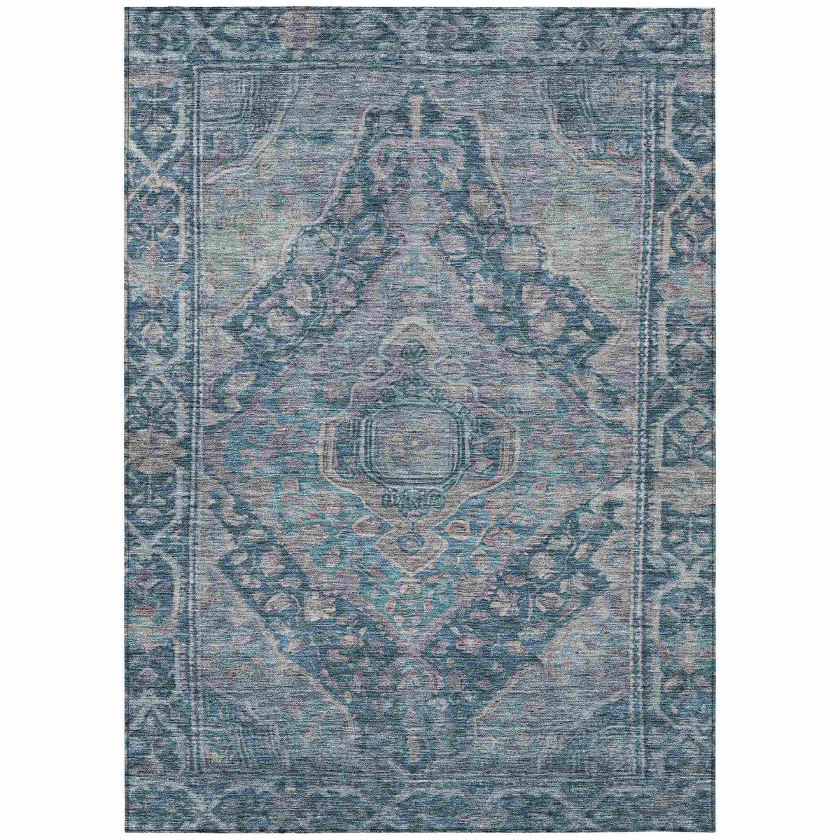 Kaelanor Blue Washable Indoor-Outdoor Rug