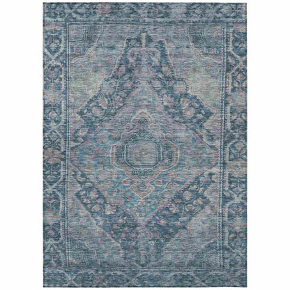 Kaelanor Blue Washable Indoor-Outdoor Rug