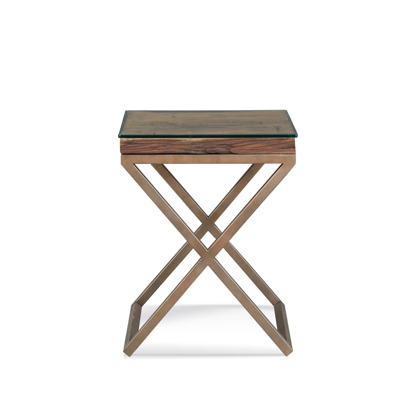 Cambria Wood and Glass Brown Square End Table