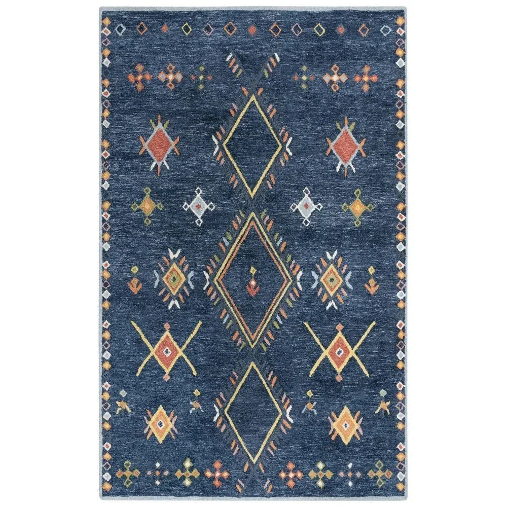 Ayar Geometric Blue Living Room Rug