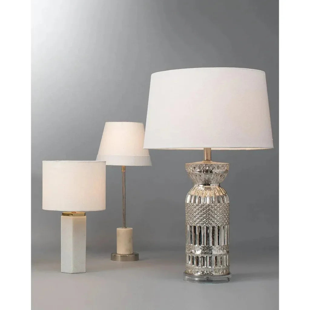 White Nickel Marble Iron Darcey Table Lamp -- view 2