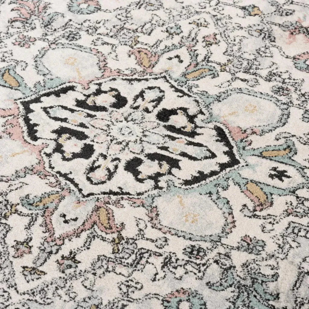Cici Medallion White Kitchen Hallway Runner Rug - LOOMLAN - LOOMLAN - Area Rugs