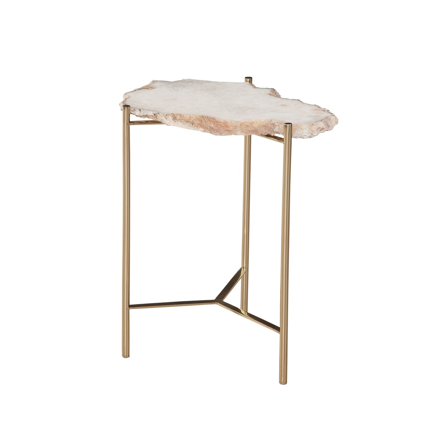 Cora Marble and Iron White Geometric Accent Table