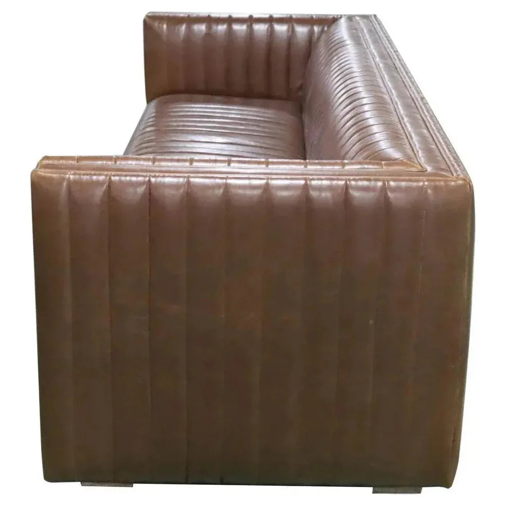 Channel 97" Camel Brown PU Leather Mid-Century 3-Seater -- view 4