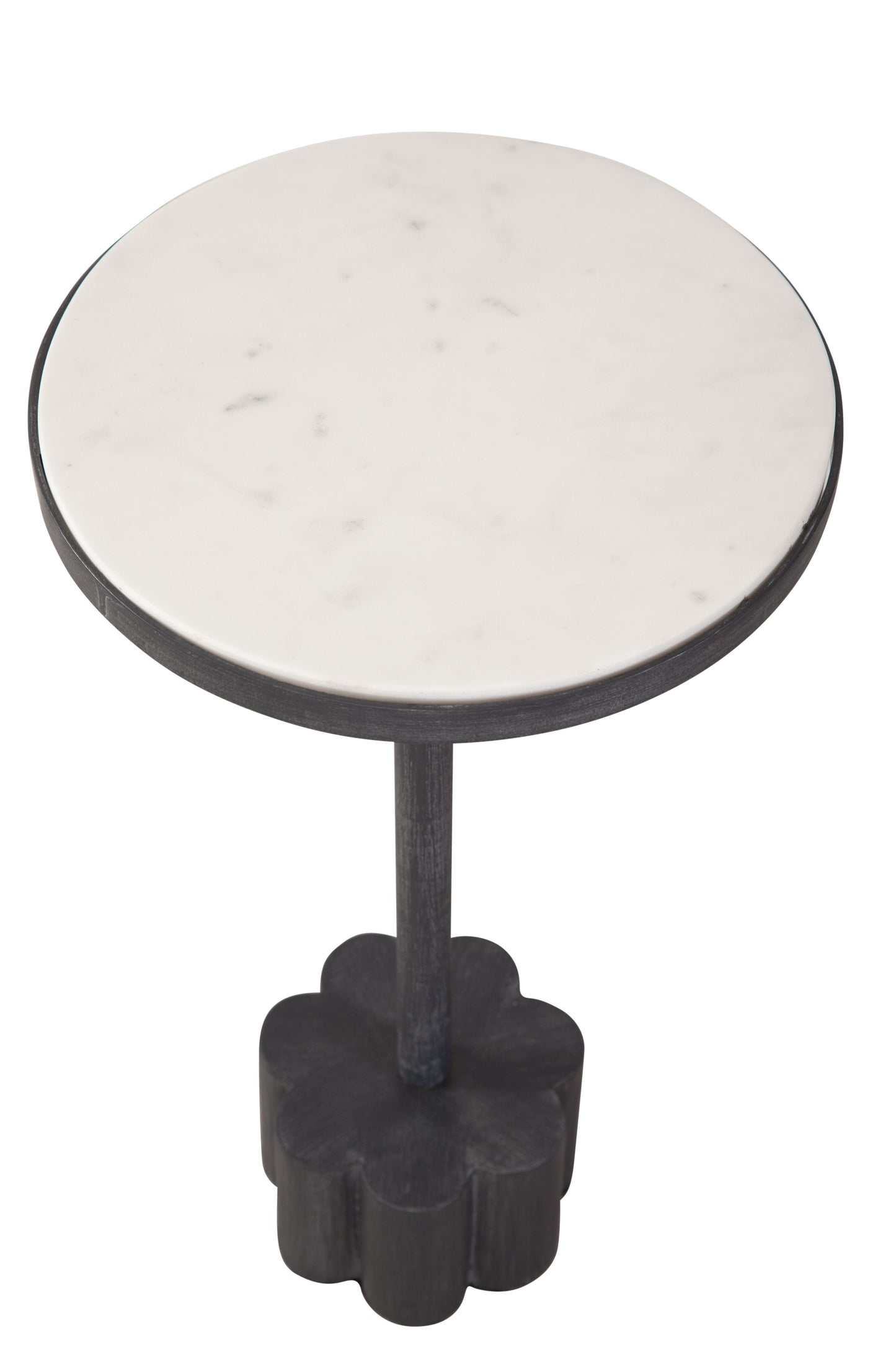 Sprout Iron and Marble White Round Accent Table