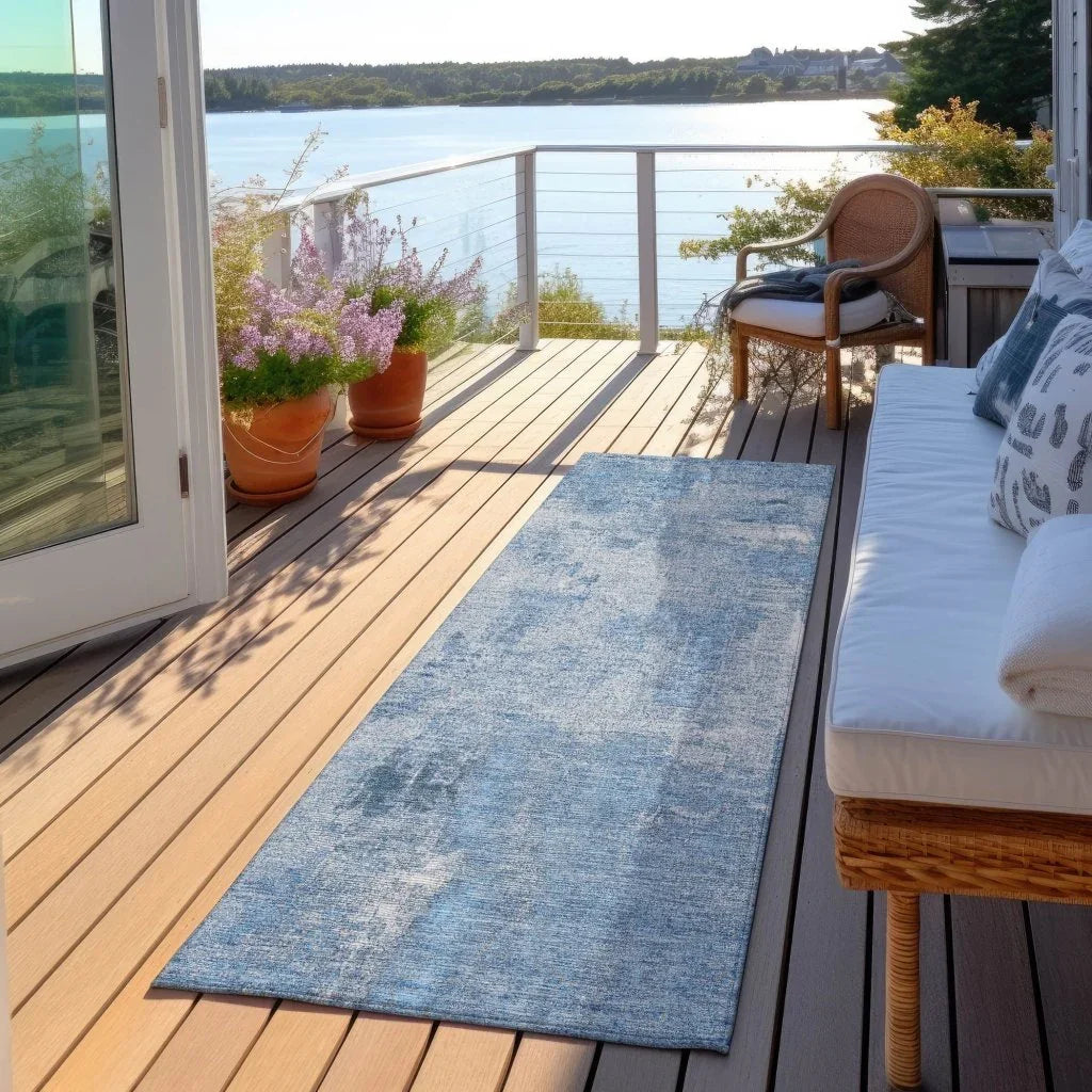 Aria Blue Washable Indoor-Outdoor Rug-Outdoor Rugs-LOOMLAN Rugs-LOOMLAN
