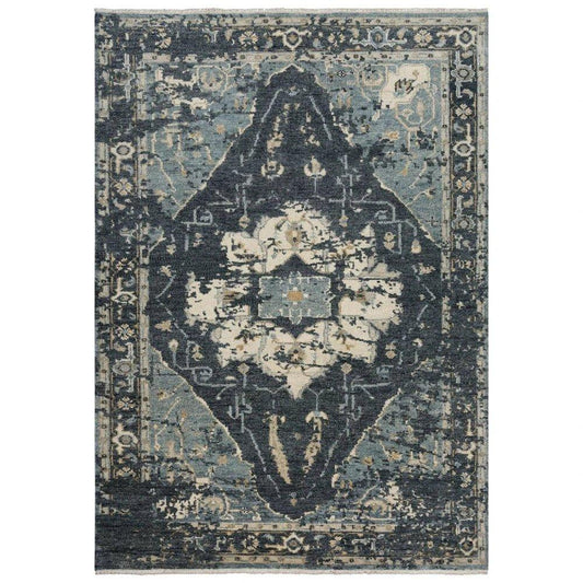 LOOMLAN Agay Medallion Dark Blue Large Area Rugs