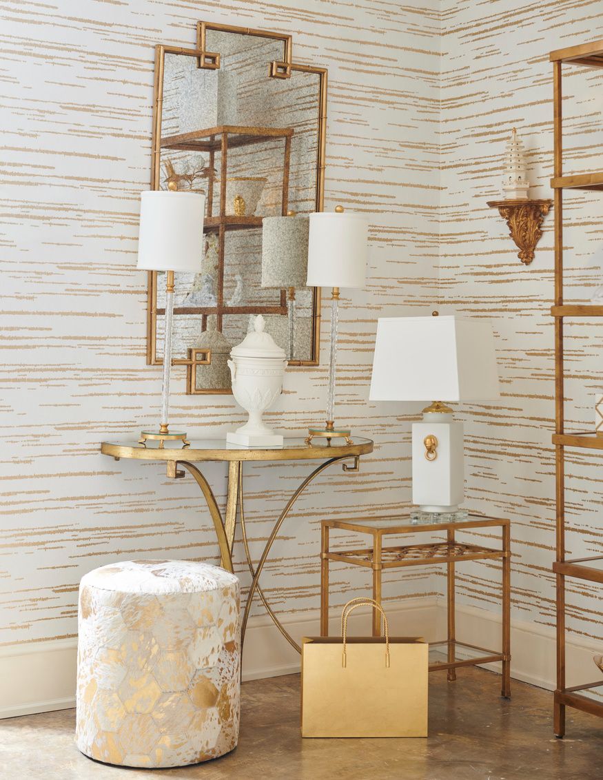 Lux Handmade Hexagon Design Gold Pouf