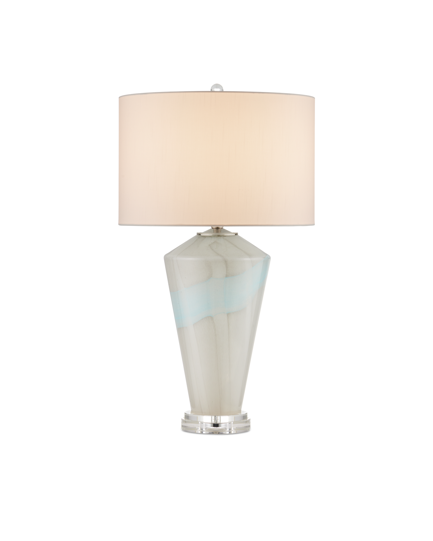 Floating Cloud Glass and Metal Grey Table Lamp