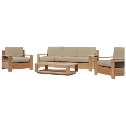 Qube 4PC Teak Outdoor Patio Deep Set Sunbrella Cushion -- view 4