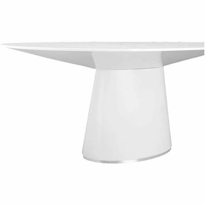 71" Contemporary High Gloss White Oval Dining Table for 6 People Dining Tables LOOMLAN By Moe's Home