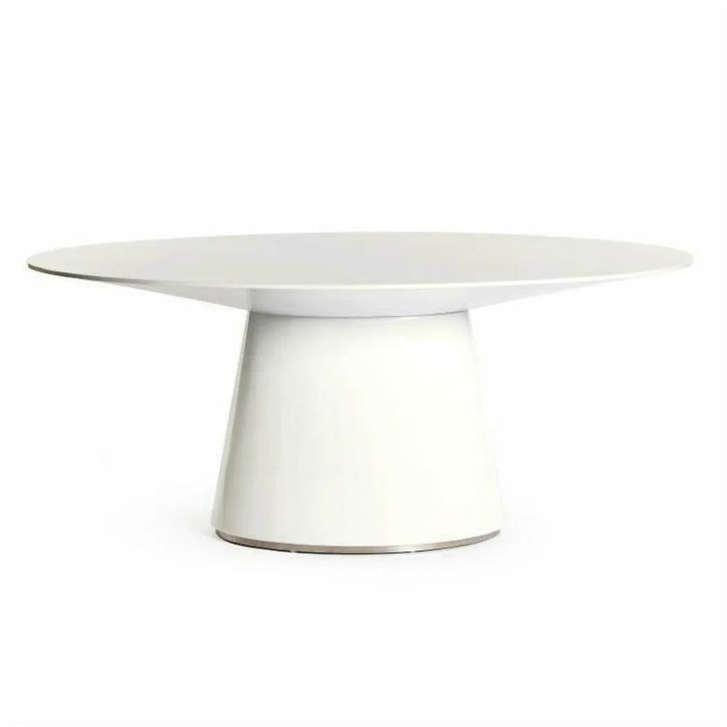 71" Contemporary High Gloss White Oval Dining Table for 6 People Dining Tables LOOMLAN By Moe's Home