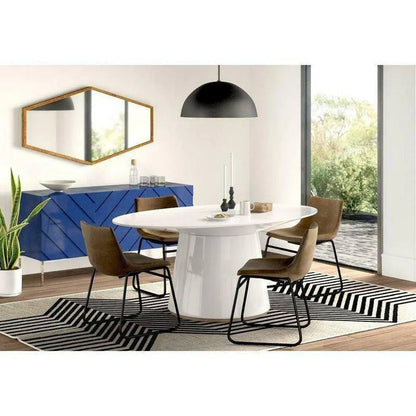 71" Contemporary High Gloss White Oval Dining Table for 6 People Dining Tables LOOMLAN By Moe's Home